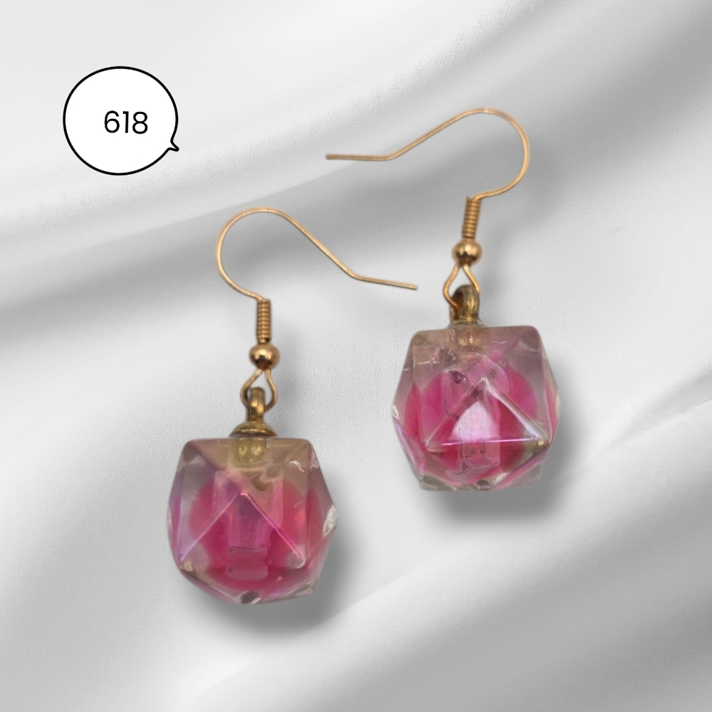 Handmade Pink and Gold Earrings